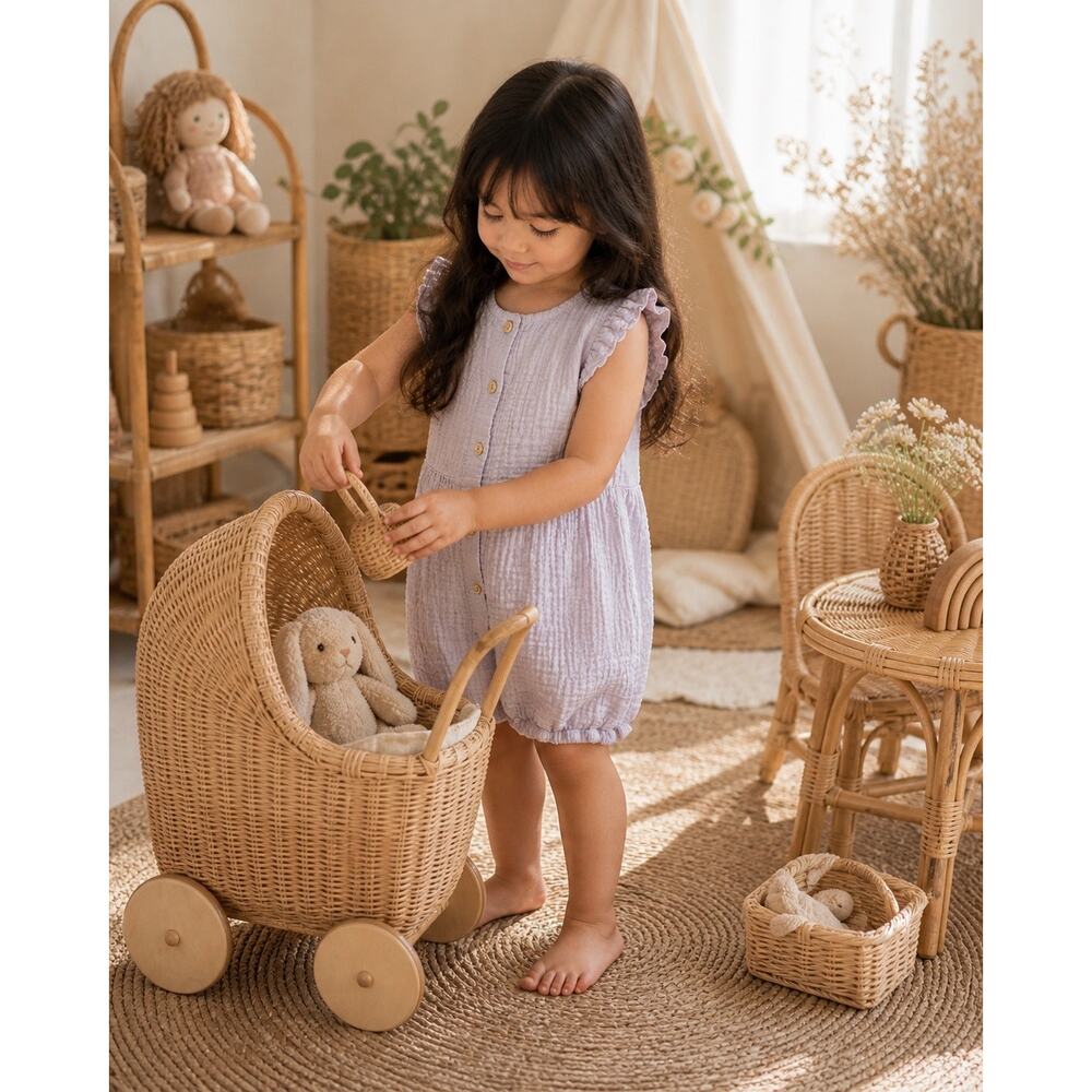Simple Days Minimalist Gauzy Muslin Romper Playsuit 4T